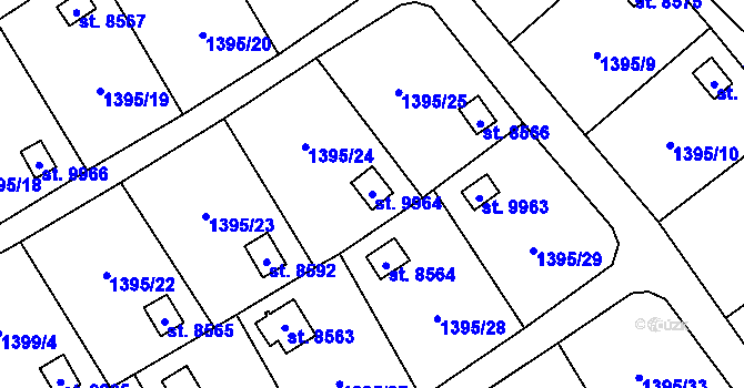 Parcela st. 9964 v KÚ Pardubice, Katastrální mapa