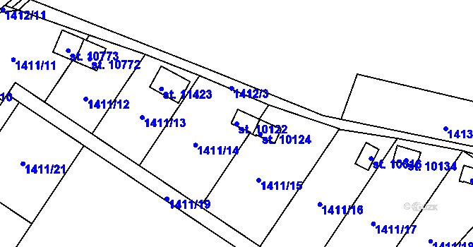 Parcela st. 10122 v KÚ Pardubice, Katastrální mapa