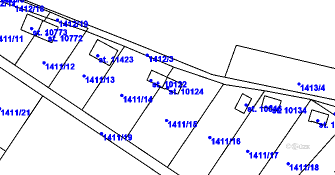 Parcela st. 10124 v KÚ Pardubice, Katastrální mapa
