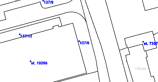 Parcela st. 137/6 v KÚ Pardubice, Katastrální mapa