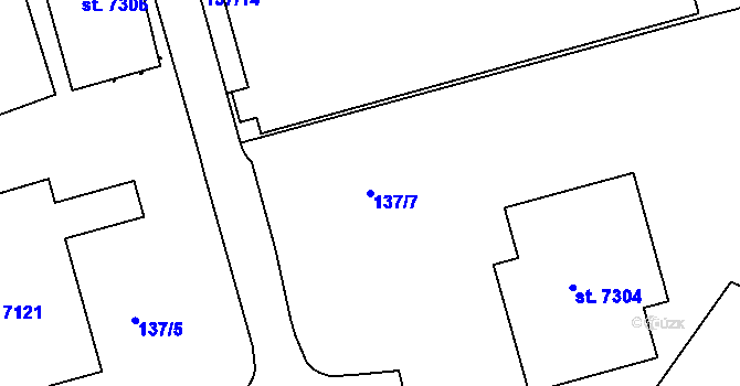 Parcela st. 137/7 v KÚ Pardubice, Katastrální mapa