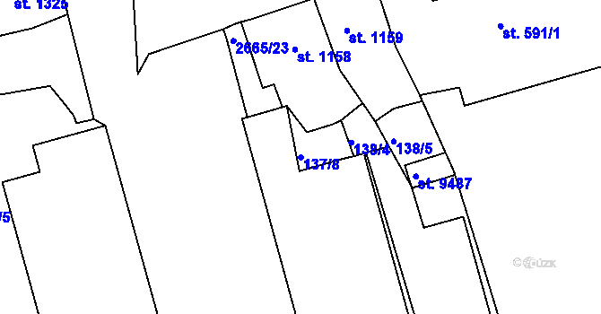 Parcela st. 137/8 v KÚ Pardubice, Katastrální mapa