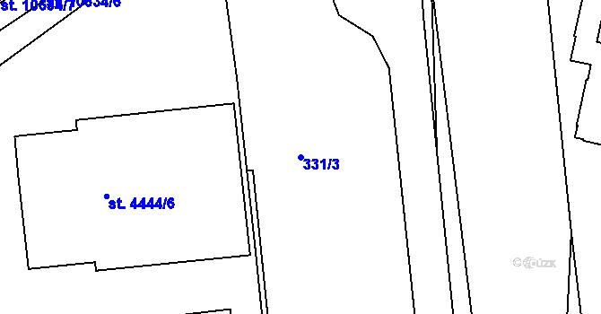 Parcela st. 331/3 v KÚ Pardubice, Katastrální mapa