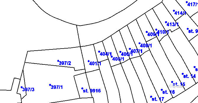 Parcela st. 404/1 v KÚ Pardubice, Katastrální mapa