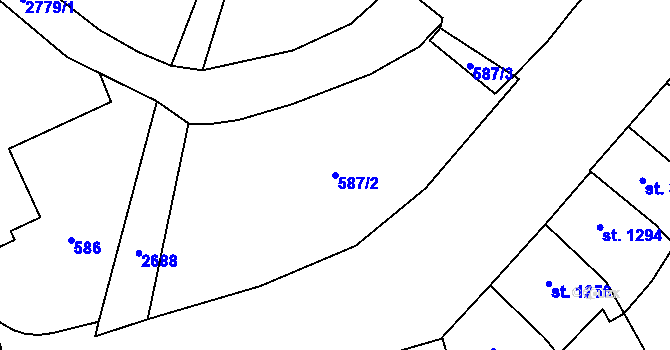 Parcela st. 587/2 v KÚ Pardubice, Katastrální mapa