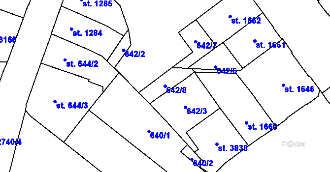 Parcela st. 642/8 v KÚ Pardubice, Katastrální mapa