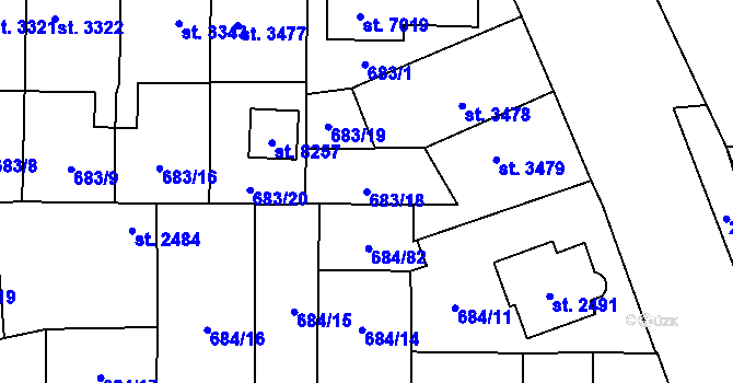 Parcela st. 683/18 v KÚ Pardubice, Katastrální mapa