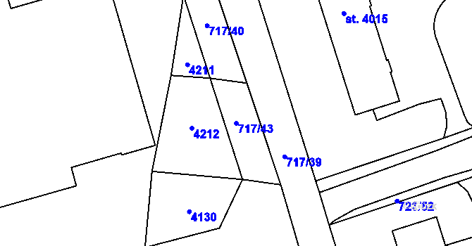 Parcela st. 717/43 v KÚ Pardubice, Katastrální mapa