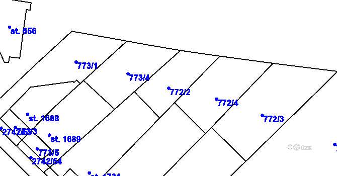 Parcela st. 772/2 v KÚ Pardubice, Katastrální mapa