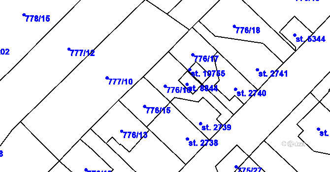 Parcela st. 776/16 v KÚ Pardubice, Katastrální mapa