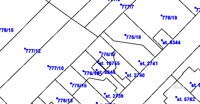 Parcela st. 776/17 v KÚ Pardubice, Katastrální mapa
