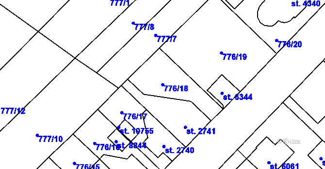 Parcela st. 776/18 v KÚ Pardubice, Katastrální mapa