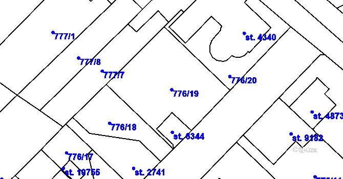 Parcela st. 776/19 v KÚ Pardubice, Katastrální mapa