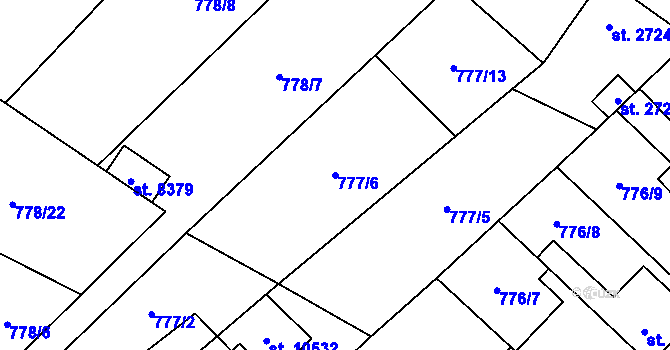 Parcela st. 777/6 v KÚ Pardubice, Katastrální mapa