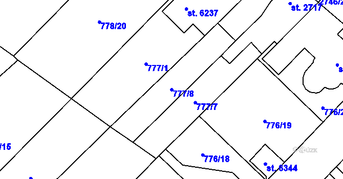 Parcela st. 777/8 v KÚ Pardubice, Katastrální mapa