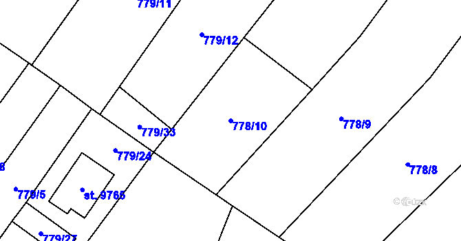 Parcela st. 778/10 v KÚ Pardubice, Katastrální mapa