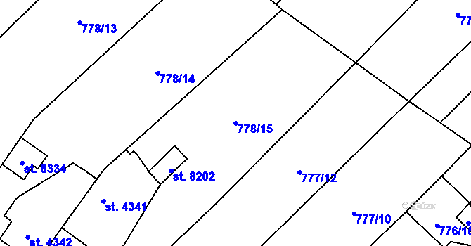 Parcela st. 778/15 v KÚ Pardubice, Katastrální mapa