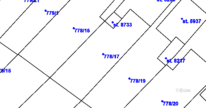 Parcela st. 778/17 v KÚ Pardubice, Katastrální mapa