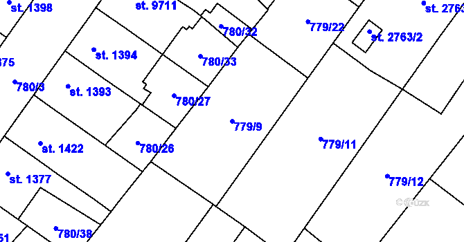 Parcela st. 779/9 v KÚ Pardubice, Katastrální mapa