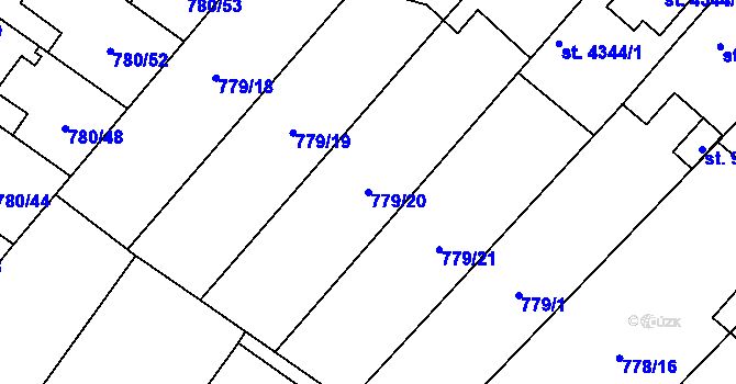 Parcela st. 779/20 v KÚ Pardubice, Katastrální mapa
