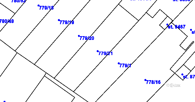 Parcela st. 779/21 v KÚ Pardubice, Katastrální mapa
