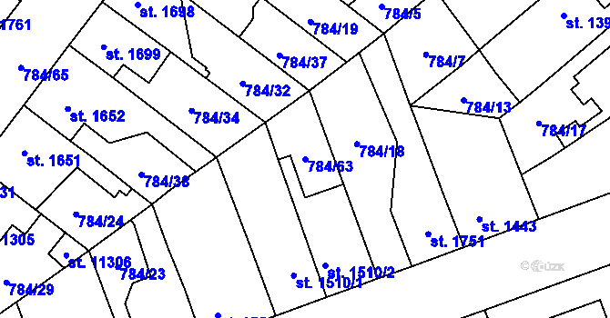 Parcela st. 784/63 v KÚ Pardubice, Katastrální mapa