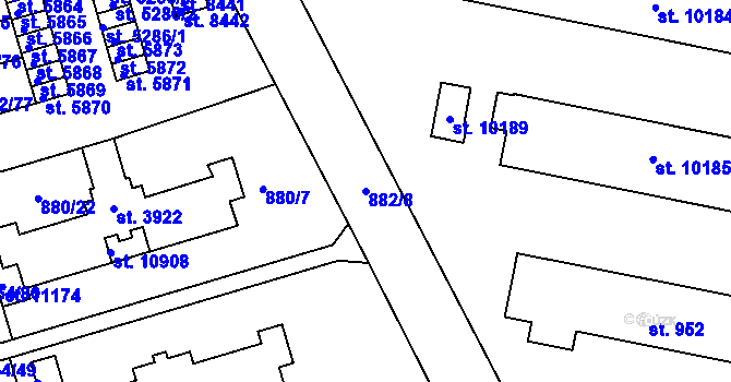 Parcela st. 882/8 v KÚ Pardubice, Katastrální mapa