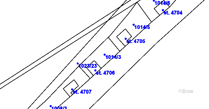Parcela st. 1014/3 v KÚ Pardubice, Katastrální mapa