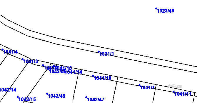 Parcela st. 1031/1 v KÚ Pardubice, Katastrální mapa