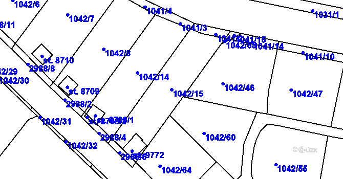 Parcela st. 1042/15 v KÚ Pardubice, Katastrální mapa