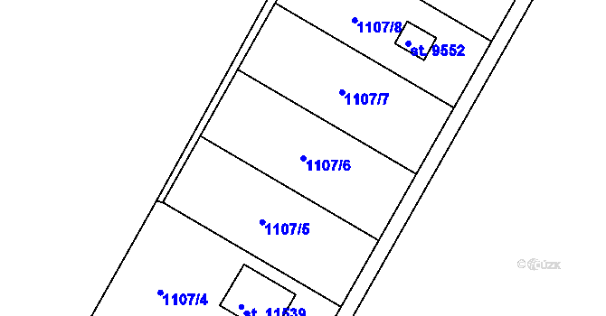 Parcela st. 1107/6 v KÚ Pardubice, Katastrální mapa