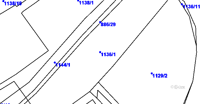 Parcela st. 1136/1 v KÚ Pardubice, Katastrální mapa