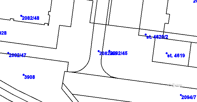 Parcela st. 2082/46 v KÚ Pardubice, Katastrální mapa