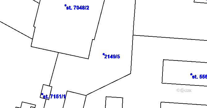 Parcela st. 2149/5 v KÚ Pardubice, Katastrální mapa