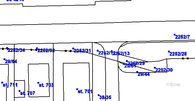 Parcela st. 2252/11 v KÚ Pardubice, Katastrální mapa