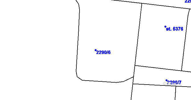 Parcela st. 2290/6 v KÚ Pardubice, Katastrální mapa