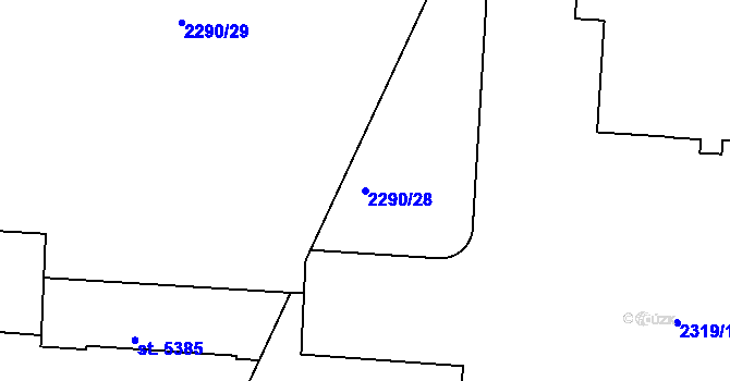 Parcela st. 2290/28 v KÚ Pardubice, Katastrální mapa