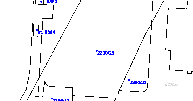 Parcela st. 2290/29 v KÚ Pardubice, Katastrální mapa