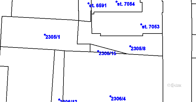 Parcela st. 2306/15 v KÚ Pardubice, Katastrální mapa