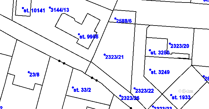 Parcela st. 2323/21 v KÚ Pardubice, Katastrální mapa
