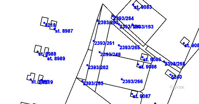 Parcela st. 2393/248 v KÚ Pardubice, Katastrální mapa