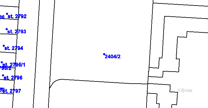 Parcela st. 2404/2 v KÚ Pardubice, Katastrální mapa