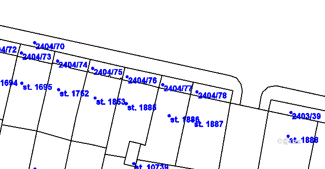 Parcela st. 2404/77 v KÚ Pardubice, Katastrální mapa