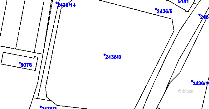 Parcela st. 2436/8 v KÚ Pardubice, Katastrální mapa