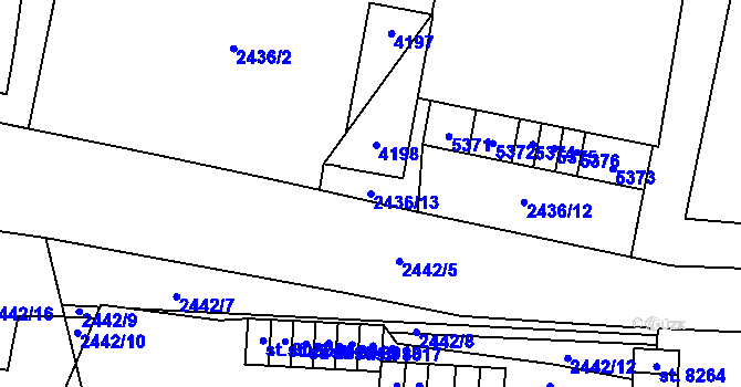 Parcela st. 2436/13 v KÚ Pardubice, Katastrální mapa