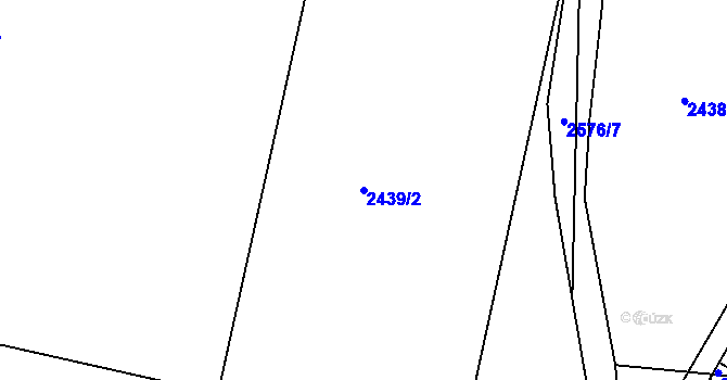 Parcela st. 2439/2 v KÚ Pardubice, Katastrální mapa