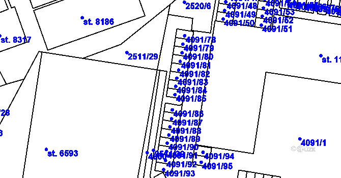Parcela st. 2511/33 v KÚ Pardubice, Katastrální mapa