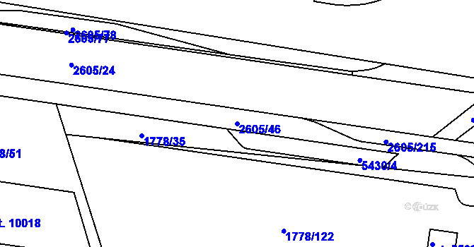 Parcela st. 2605/46 v KÚ Pardubice, Katastrální mapa