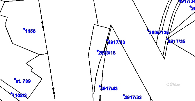 Parcela st. 2628/18 v KÚ Pardubice, Katastrální mapa