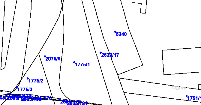 Parcela st. 2629/17 v KÚ Pardubice, Katastrální mapa